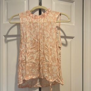 Bella Dahl Orange Ruched Tie Front Sleeveless Blouse